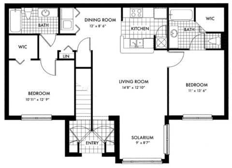 Windsor 2 bed 2 bath Floor Plan