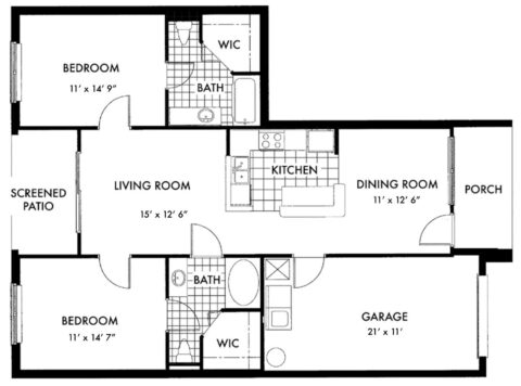 Windsor 2 bed 2 bath floor plan